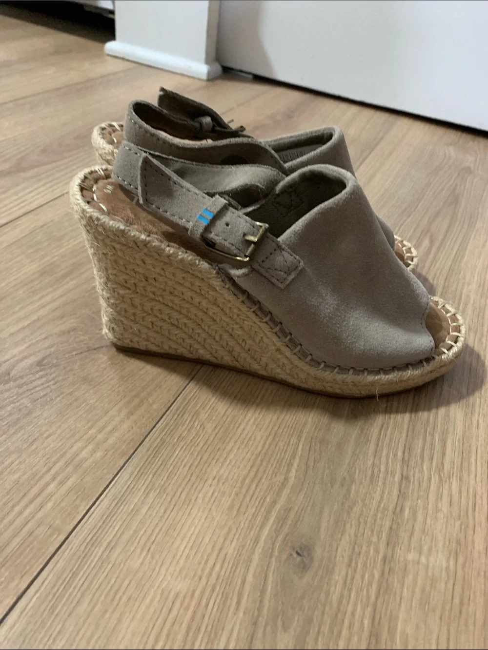TOMS Taupe Suede Espadrille Slingback Sandals